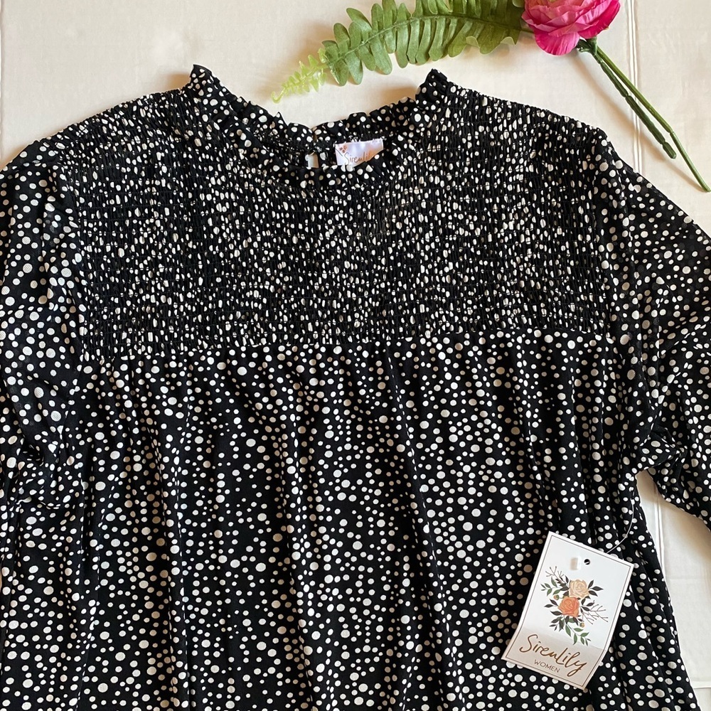 Siren Lily Black & White Polka Dot Stretch Dress. NWT Size 3X Workwear Boho - Picture 5 of 11